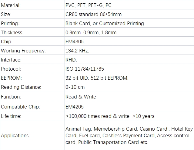 EM4305 card Product Details