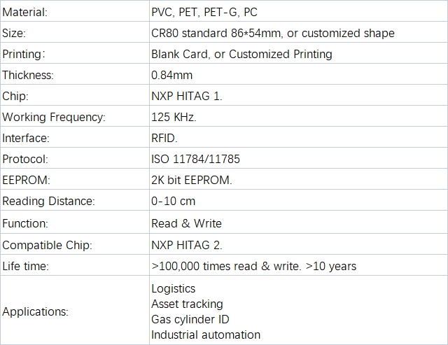 NXP Hitag 1 Card Product Details