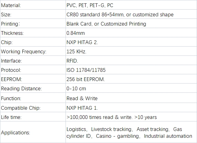 NXP Hitag 2 Card Product Details