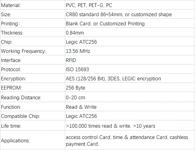 Legic ATC256 Card Product Details