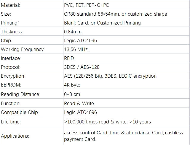 Legic ATC4096 Card Product Details